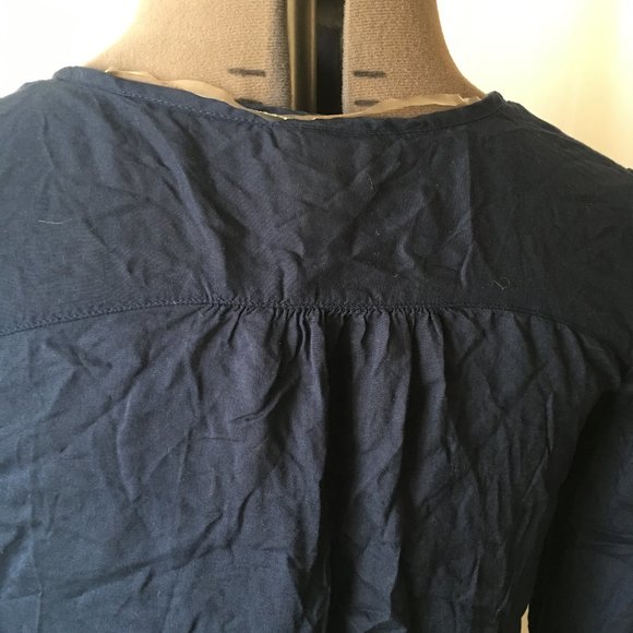 Mossimo Supply Co Navy Embroidered 3/4 Sleeve Top - Picture 6 of 6